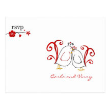 PC de perruches et de fleurs de cerisier de RSVP Cartes Postales