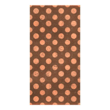 PD35 BROWN CORAL ORANGE POLKADOT POLKA DOT PATTERN CUSTOM PHOTO CARD