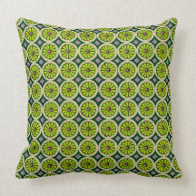 Pea Green Floret  Pattern Pilow Throw Pillows