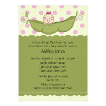Pea Pod Baby Girl Baby Shower Invitations