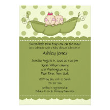 Pea Pod Twin Boy & Girl Baby Shower Invitations