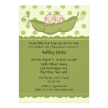 Pea Pod Twin Boy Or Girl Baby Shower Invitations