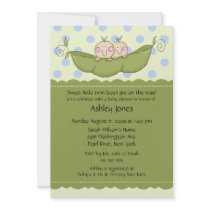 Pea Pod Twin Boys Baby Shower Invitations