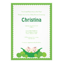 Pea Pod Twin Girls Baby Shower Invitation
