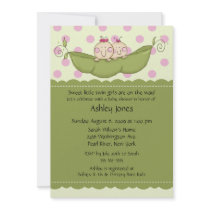 Pea Pod Twin Girls Baby Shower Invitations