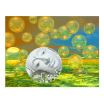 Peace – Abstract Golden and Emerald Serenity Post Card
