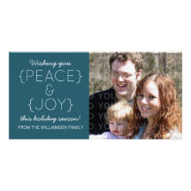 Peace and Joy Holiday Photo Card, Blue