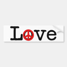 Peace and Love Bumper Sticker