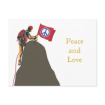 Peace and love climber postcard