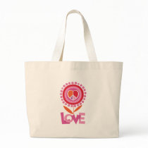 Peace and LOVE flower Tote Bags