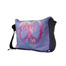 Peace and Love Heart Rickshaw Messenger Bag