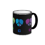 PEACE and Rainbow heart MUG