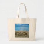 peace at the ocean canvas bags