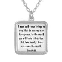 peace bible verse for encouragement John 16:33 Custom Necklace