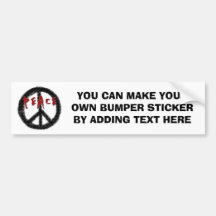 Peace Black and Red T-shirts and Gifts Bumper Sticker