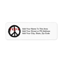 Peace Black and Red T-shirts and Gifts Custom Return Address Label