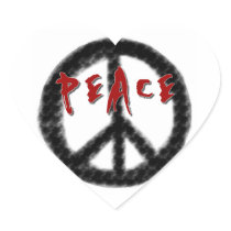 Peace Black and Red T-shirts and Gifts Heart Stickers