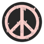Peace Butterflies Round Stickers