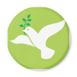 Peace by a Flying White Dove with Olive Leaf magnets