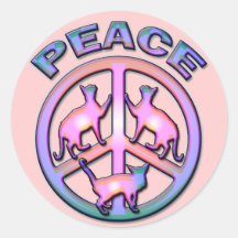 PEACE CATS ROUND STICKERS