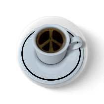 Peace coffee pinback buttons