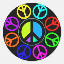 PEACE COLOR WHEEL ROUND STICKER