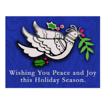 Peace Dove with Holly Cards, Postcards, Stickers