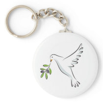 Peace dove with olive branch keychain