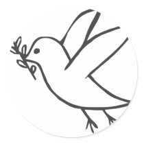 Peace Dove With Olive Leaf in Sketch Form Round Sticker