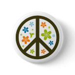 Peace Floral Design Button