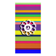 Peace Flower Power Colorful Stripes Custom Photo Card