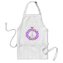 Peace Flowers Butterfly Apron