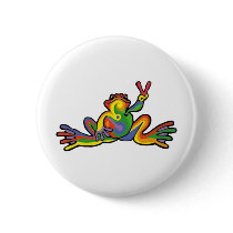 Peace Frog Pinback Button