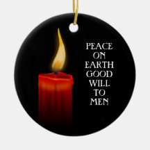 Peace Good Will Candle flame Christmas Ornament