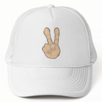 peace hand gesture mesh hat