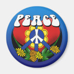 Peace Heart Flower Refrigerator Magnet