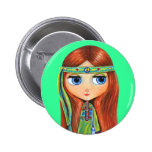 Peace Hippie Doll Button