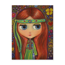 Peace Hippie Doll Postcard