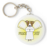 Peace Joy Brown Border Collie Keychains