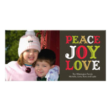 PEACE JOY LOVE block letter holiday photo greeting Picture Card