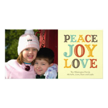 PEACE JOY LOVE block letter holiday photo greeting Picture Card