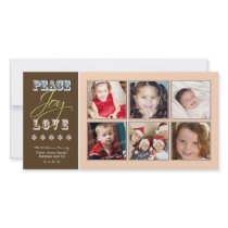 Peace-Joy-Love Family Holiday Photocard (peach) Picture Card