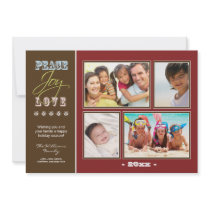 Peace-Joy-Love Family Holiday Photocard (red)