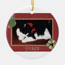 Peace Kitty Christmas Ornament