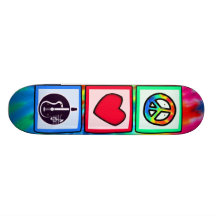 Peace, Love,  Acoustic Guitars Custom Skateboard