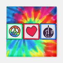 Peace, Love,  Acoustic Guitars Fridge Magnets