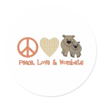 Peace, Love &amp; Wombats Round Stickers