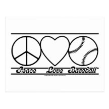Peace Love and Baseball Postcard