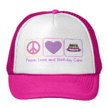 Peace, Love and Birthday Cake Mesh Hats