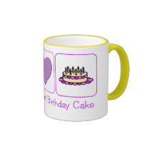 Peace, Love and Birthday Cake Mugs